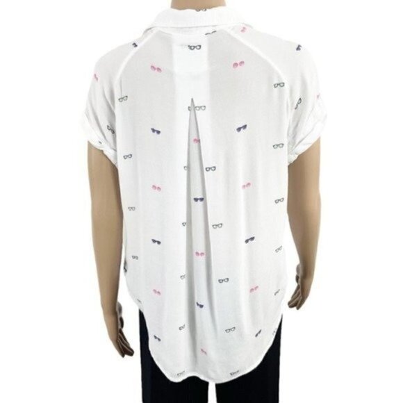 Rails Rayon Shirt Sunglasses Whimsy Vacation Ready Short Cuffed Sleeves size XS - Picture 2 of 9